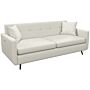 Homcom 165cm 2 Seater Sofa, Modern Fabric Couch, Tufted Loveseat Sofa Settee W/ Steel Legs, 2 Storage Pockets, Beige