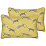 Set Of 2 Scatter Cushions Yellow Cotton 30 X 50 Cm Cheetah Motif Printed Pattern