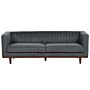 Sofa Dark Grey Polyester Upholstered 3-seater Modern Couch Style Living Room Wide Armrests Tufted Backrest