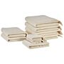 Set Of 9 Bath Towels Beige Terry Cotton Polyester Tassels Texture Bath Towels