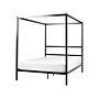 Canopy Bed Frame Black Metal 140 X 200 Cm Double Size Plywood Slats