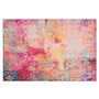 Area Rug Carpet Multicolour Polyester Fabric Abstract Pattern Rubber Coated Bottom 140 X 200 Cm