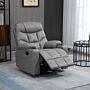 Homcom Manual Reclining Chair, Recliner Armchair With Faux Leather, Footrest, Cup Holders, 86x93x102cm, Grey