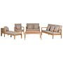 Garden Conversation Set Light Certified Acacia Wood 7 Seater With Grey Cushions