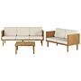 Garden Sofa Set Acacia Wood White Cushions Coffee Table 5 Seater Modern Design Outdoor Conversation Set