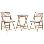 Garden Bistro Set Light Wood With Off-white Cushions Tea Table 2 Folding Chairs Uv Resistant