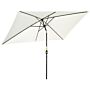 Outsunny 3x2m Patio Parasol Garden Umbrellas Canopy With Aluminum Tilt Crank Rectangular Sun Shade Steel, Cream White