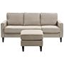 3-seater Beige With Ottoman Footstool Upholstered Mid Century