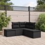 Vidaxl 5 Piece Garden Sofa Set With Cushions Black Poly Rattan