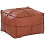 Pouffe Brown Faux Leather 60 X 45 Cm Square Pu Ottoman Footstool Beliani