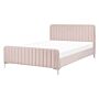 Bed Frame Pastel Pink Velvet Eu Double Size 4ft6 Tufted Headboard Metal Legs Modern Design Beliani