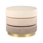 Footstool Ombre Beige Velvet 48 X 48 X 41 Cm Round Dressing Pouffe Gold Base Glam Modern Stool