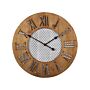 Wall Clock Dark Wood Round Ø 60 Cm Handmade Diamond Pattern Face