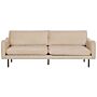 Sofa Beige Velvet Fabric Black Legs 3 Seater Cushion Seat