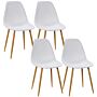 Homcom Dining Chairs Set Of 4, Modern Armless Kitchen Chairs With Curved Back, Metal Legs White