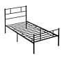 Homcom Single Metal Bed Frame Solid Bedstead Base With Headboard And Footboard, Metal Slat Support And Underbed Storage Space, Bedroom Furniture