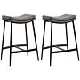 Homcom Kitchen Stools Set Of 2, Microfibre Upholstered Barstools, Industrial Bar Chairs With Curved Seat And Steel Frame