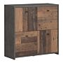 Best Chest Storage Cabinet With 4 Doors In Concrete Optic Dark Grey/old - Wood