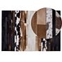 Area Rug Black And Beige Leather 140 X 200 Cm Rectangular Patchwork Handcrafted