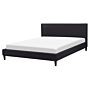 Eu King Size Panel Bed 5ft3 Black Fabric Slatted Frame