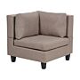 Corner 1-seat Section Brown Polyester Fabric Upholstered Armchair With Cushion Module Piece Modular Sofa Element