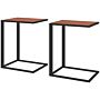 Homcom C-shaped Side Table, Sofa End Table With Metal Frame, Accent Couch Table, Set Of 2, Walnut And Black