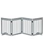 Pawhut Pet Gate 4 Panel Wooden Dog Barrier Freestanding Folding Safety Fence With Support Feet Up To 204cm Long 61cm Tall Light Grey