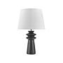 Table Lamp Black Ceramic 57 Cm White Cone Shade Handmade