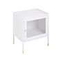 Bedside Table White Steel Powder Coated Mesh Door Nightstand Industrial Design Bedroom Storage Furniture