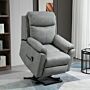 Homcom Power Lift Chair Electric Riser Recliner, Faux Leather Sofa Lounge Armchair With Remote Control And Side Pocket, Grey