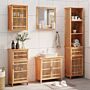 Vidaxl 5 Piece Bathroom Furniture Set Solid Wood Walnut