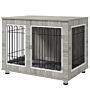 Pawhut Indoor Dog Kennel W/ Soft Cushion, Double Door For Large Dogs, 106 X 74 X 81.5cm, Grey