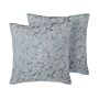 Set Of 2 Decorative Cushions Grey Polyester Crackle Effect 45 X 45 Cm Cracked Pattern Abstract