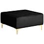 Ottoman Black Velvet Tufted Fabric Modern Living Room Square Footstool Gold Legs Beliani