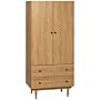 Homcom Wardrobe With 2 Doors, 2 Drawers, Hanging Rail For Bedroom Clothes Storage Organiser, 80x52x180cm, Natural Tone