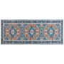 Runner Rug Blue And Orange Polyester 80 X 200 Cm Geometric Oriental Pattern Anti-slip Bottom