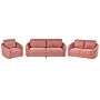 Sofa Set Pink Fabric Upholstery 3 + 2 + 1 Seater