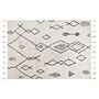 Rug Off-white Black Cotton 140 X 200 Cm Geometric Pattern Runes Tribal Tassels Oriental