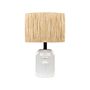 Table Lamp White Ceramic Base Paper Natural Shade Bedside Table Light