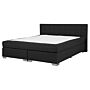 Eu King Size Divan Bed Black Fabric Upholstered 5ft3 Frame With Tufted Headboard And Mattress