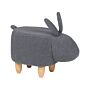 Animal Bunny Children Stool Grey Polyester Fabric Upholstered Wooden Legs Nursery Footstool