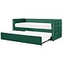 Trundle Bed Frame Green Eu Velvet Single Size 3ft Slatted Frame Buttoned Nailhead Trims