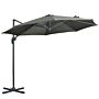 Outsunny 3 X 3(m) Cantilever Parasol With Cross Base, Garden Umbrella With 360° Rotation, Crank Handle And Tilt, Grey