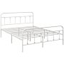 Homcom 4ft Double Platform Bed Frame With Underbed Storage Tall Headboard Steel Slat No Box Spring Needed Easy Assembly White