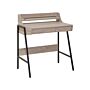 Office Desk Light Wood And Black 77 X 46 Cm Shelf 2 Drawers