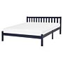 Double Bed Frame Blue Pine Wood 160 X 200 Cm King Size Slatted