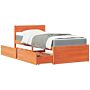 Vidaxl Bed With Drawers And Mattress Wax Brown 90x190 Cm Single Solid Wood Pine