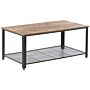 Coffee Table Dark Wood Tabletop Metal Black Frame Industrial Shelf Rectangular 106 X 60 Cm