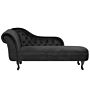 Chaise Lounge Black Left Hand Velvet Buttoned Nailheads