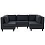 Modular Sofa Black Fabric Upholstered U-shaped 5 Seater With Ottoman Cushioned Backrest